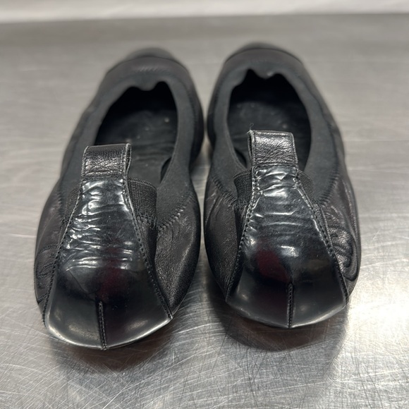 Size 37 Black Chanel Leather Interlocking CC Ballet Flats - Picture 5 of 8